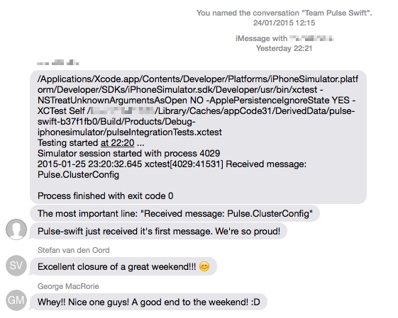 The first message sent by Pulse Swift. Received message: Pulse.ClusterConfig