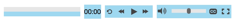 video controls with only flex container css applied showing evenly distributed items