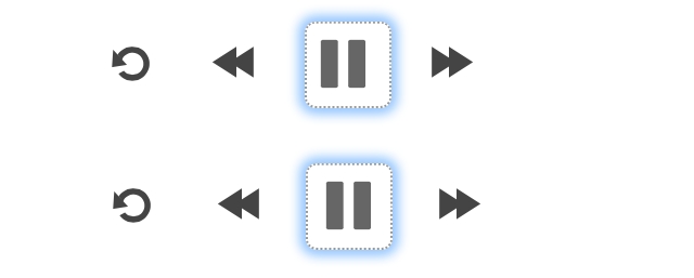 misaligned pause icon on button, and aligned pause icon on button